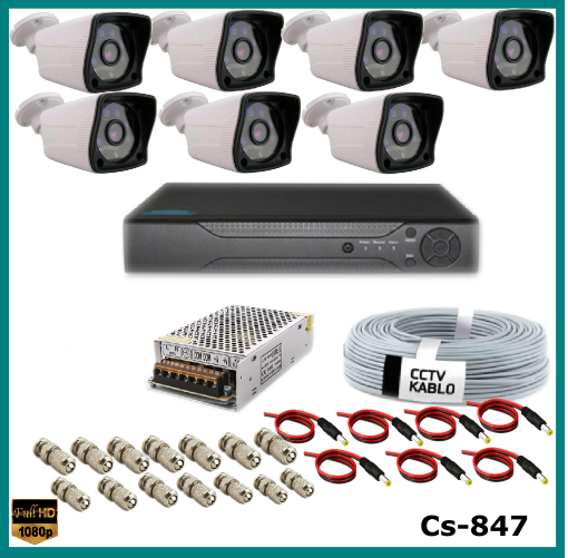 7 Kameralı 2Mp Güvenlik Kamerası Sistemi AHD 1080P ( Cs 847 ) Harddisksiz