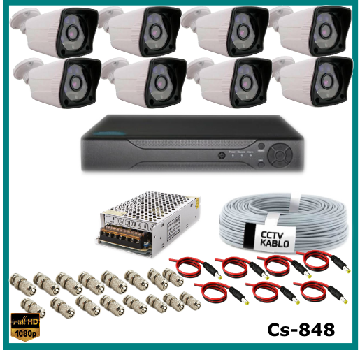 8 Kameralı 2MP AHD Güvenlik Kamerası Sistemi AHD 1080P ( Cs 848 ) Harddisksiz