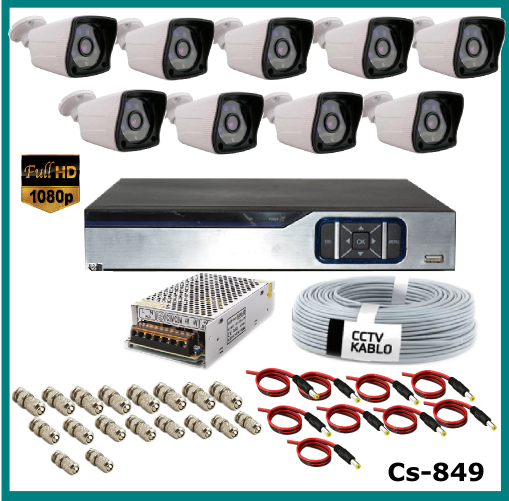 9 Kameralı 2MP Güvenlik Kamerası Sistemi AHD 1080P ( Cs 849 ) Harddisksiz