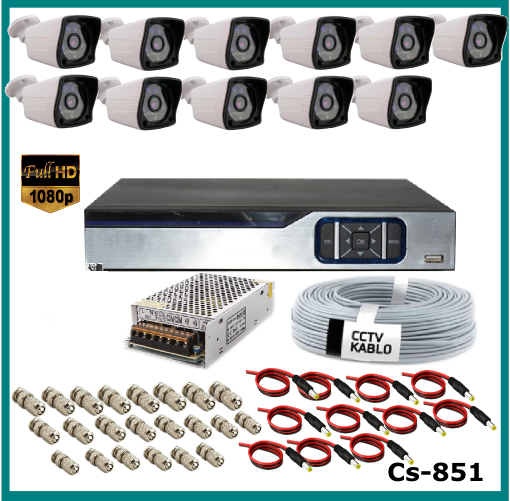 11 Kameralı Güvenlik Kamerası Sistemi AHD 1080P ( Cs 851 ) Harddisksiz