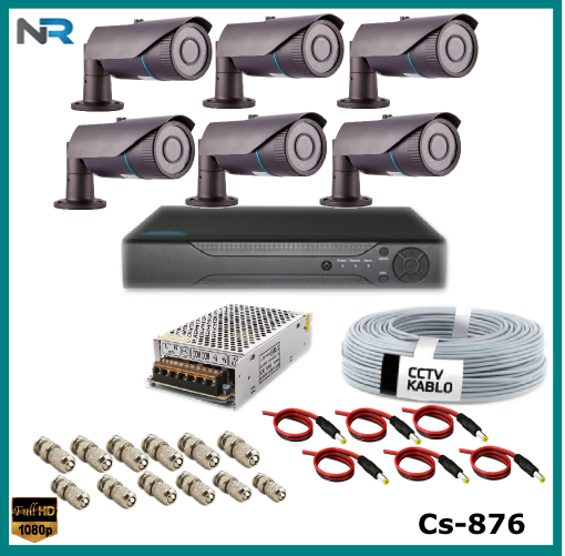 6 Kameralı 2MP Güvenlik Kamerası Sistemi AHD 1080P ( Cs 876 ) Harddisksiz