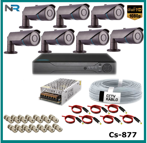 7 Kameralı 2Mp Güvenlik Kamerası Sistemi AHD 1080P ( Cs 877 ) Harddisksiz