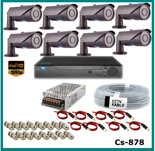 8 Kameralı 2MP AHD Güvenlik Kamerası Sistemi AHD 1080P ( Cs 878 ) Harddisksiz