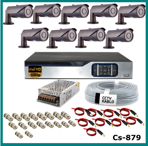 9 Kameralı 2MP Güvenlik Kamerası Sistemi AHD 1080P ( Cs 879 ) Harddisksiz