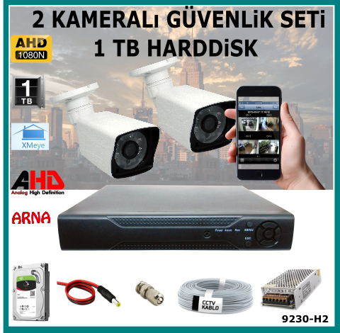 2 Kameralı Güvenlik Kamera Seti 1 Tb Hdd (9230-H2)