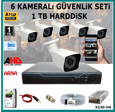 6 Kameralı Güvenlik Kamera Seti 1 Tb Hdd (9230-H6)