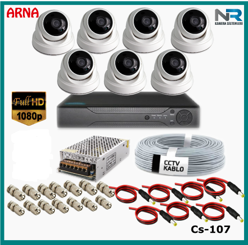 7 Kameralı 2MP Dome Güvenlik Kamerası Sistemi AHD 1080P Cs-107 Harddisksiz
