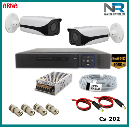 2 Kameralı Güvenlik Kamerası Sistemi AHD 1080P ( Cs 202D) Harddisksiz