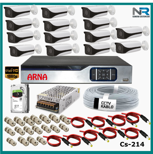 14 Kameralı Güvenlik Kamerası Sistemi AHD 1080P ( Cs 214D) Harddisksiz