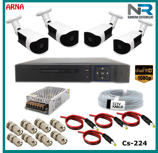 Güvenlik Kamerası Sistemi 4 Kameralı AHD 1080P ( Cs 224) Hardisksiz