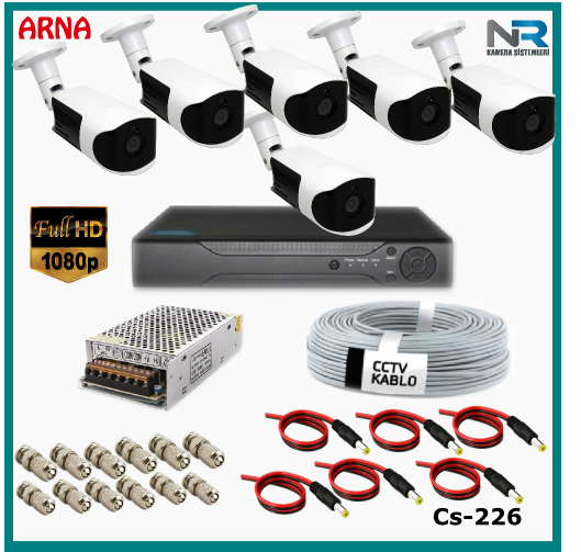 Güvenlik Kamerası Sistemi 6 Kameralı AHD 1080P ( Cs 226) Hardisksiz