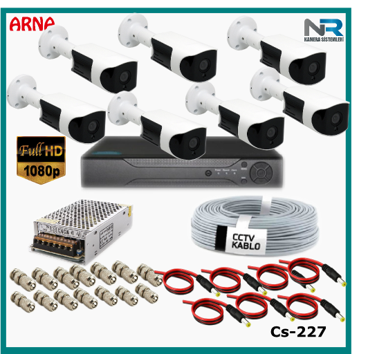 Güvenlik Kamerası Sistemi 7 Kameralı AHD 1080P ( Cs 227) Hardisksiz