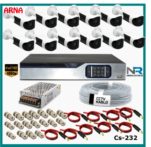 Güvenlik Kamerası Sistemi 12 Kameralı AHD 1080P ( Cs 232) Hardisksiz
