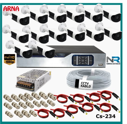 Güvenlik Kamerası Sistemi 14 Kameralı AHD 1080P ( Cs 234) Hardisksiz