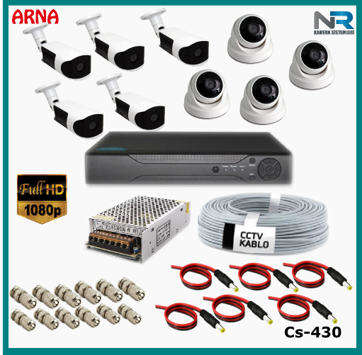 9 Kameralı (4 iç 5 dış) Güvenlik Kamerası Sistemi AHD 1080P ( Cs 430) Hardisksiz