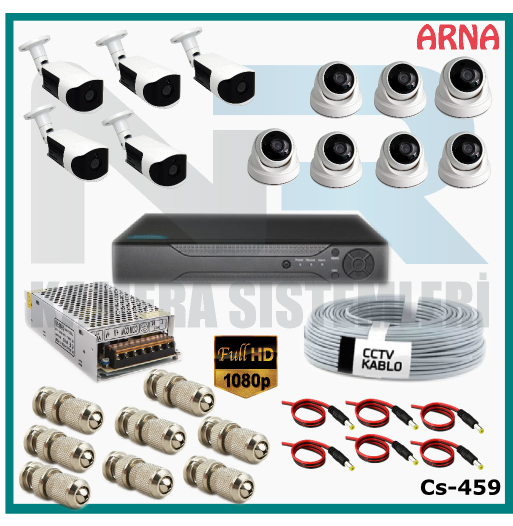 12 Kameralı (7 iç 5 dış) Güvenlik Kamerası Sistemi AHD 1080P ( Cs 459) Hardisksiz