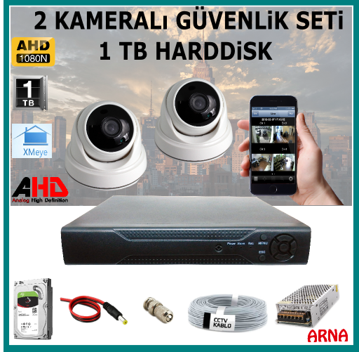 2 Kameralı Güvenlik Kamera Seti 1 Tb Hdd