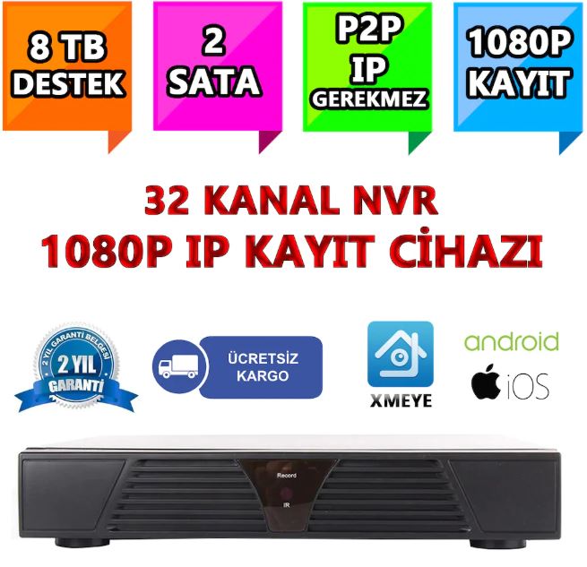 32 KANAL NVR IP KAMERA KAYIT CİHAZI