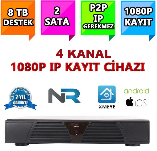 24 KANAL NVR IP KAMERA KAYIT CİHAZI görünüm