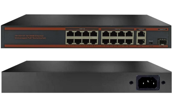 16 Port Poe Switch + 2 Port Uplink Gigabit 10/100/1000